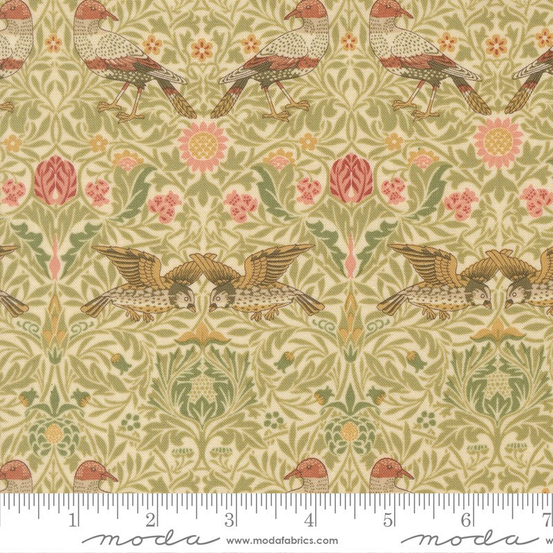 Morris Muse - Birds Damask in Parchment - Barbara Brackman - Moda (Pre-order: Apr 2026)