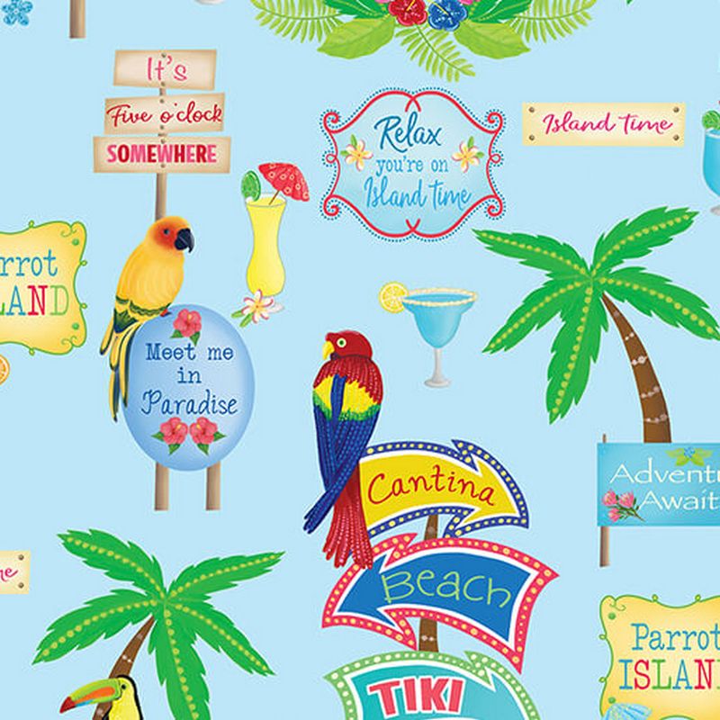 Island Time - Tropical Vibes in Light Blue - Benartex