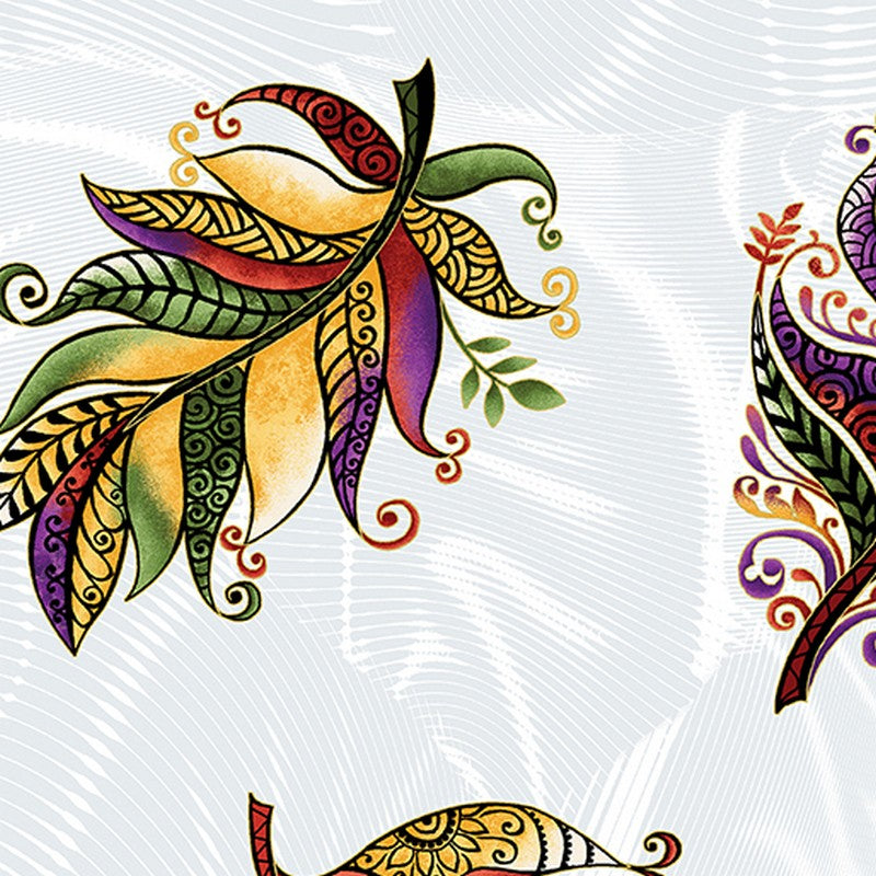 Luminescent Leaves by Anne Lauer - 16258M-23 in Sunset/White METALLIC - Benartex (S)
