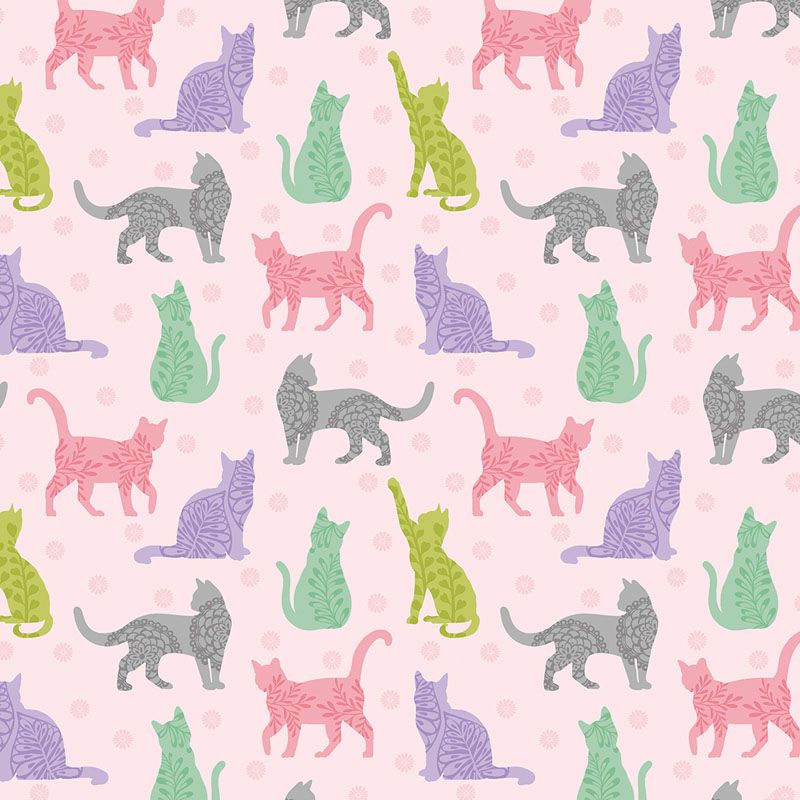 Cozy Cats - Kitty Sunshine in Light Pink - Benartex