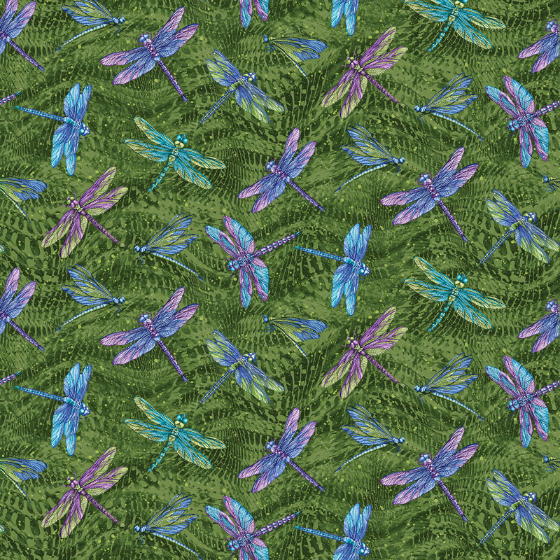 Dragonfly Wonder - Pine/Multi 16400P-44 - Ann Lauer - Benartex