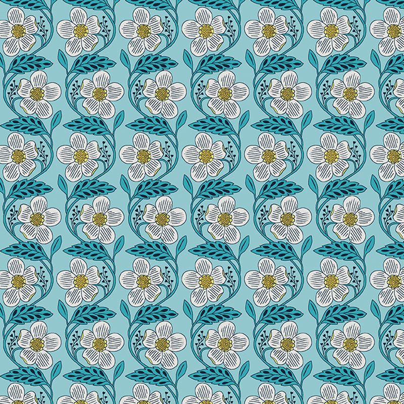 Blooming Color II - Dora in Turquoise - Benartex