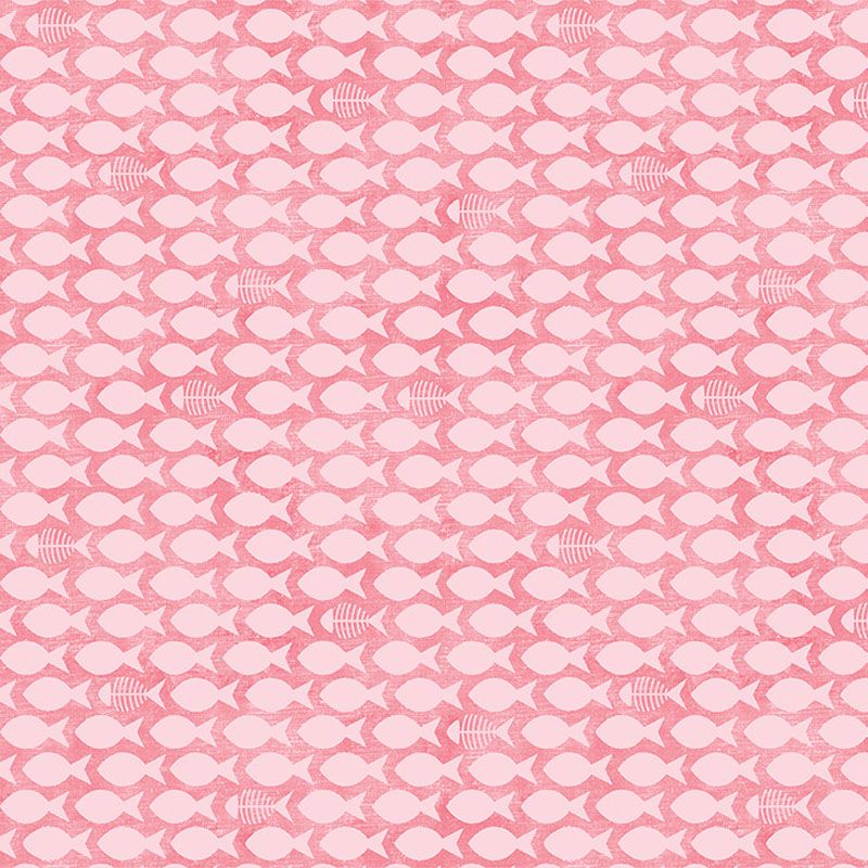 Cozy Cats - Fish & Bones in Pink - Benartex