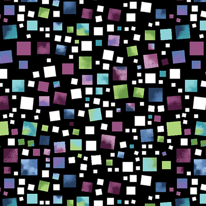 Xanadu Multi Squares in Black Multi Ann Lauer Benartex Dinkydoo