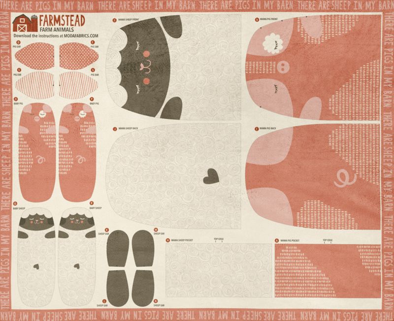 Cuddle With Moda - Sheep/Pig Panel in Multi - Stacy Iest Hsu - Moda (Pre-order: Apr 2026)