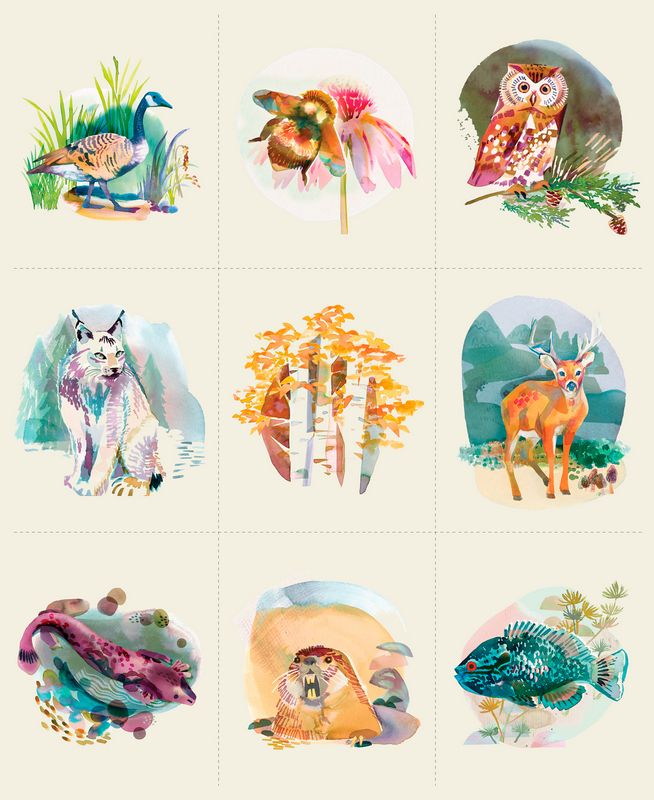 Northern Brights - PANEL in Cloud - Amarilys Henderson - Moda