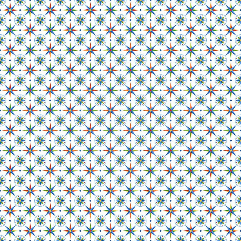 Atlantic Coast - Compass in White - Deborah Edwards - Northcott