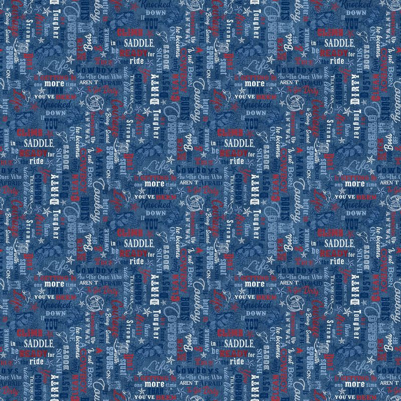 Cowboy Blues - Text in Blue - Deborah Edwards - Northcott