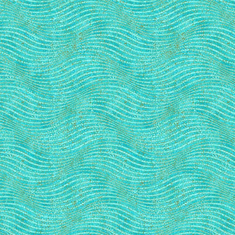 Shimmer Enigma - Waves in Turquoise Metallic - Deborah Edwards - Northcott (Pre-order: Nov 2025)