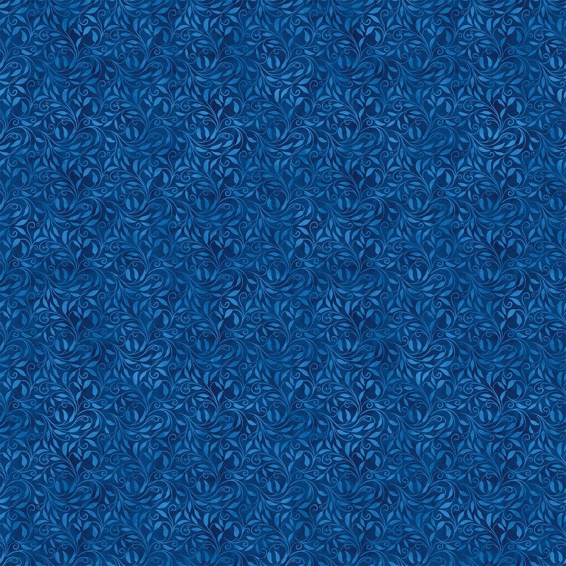 Nativity - Leaf Scroll in Blue - Alison McGarrigle - Northcott