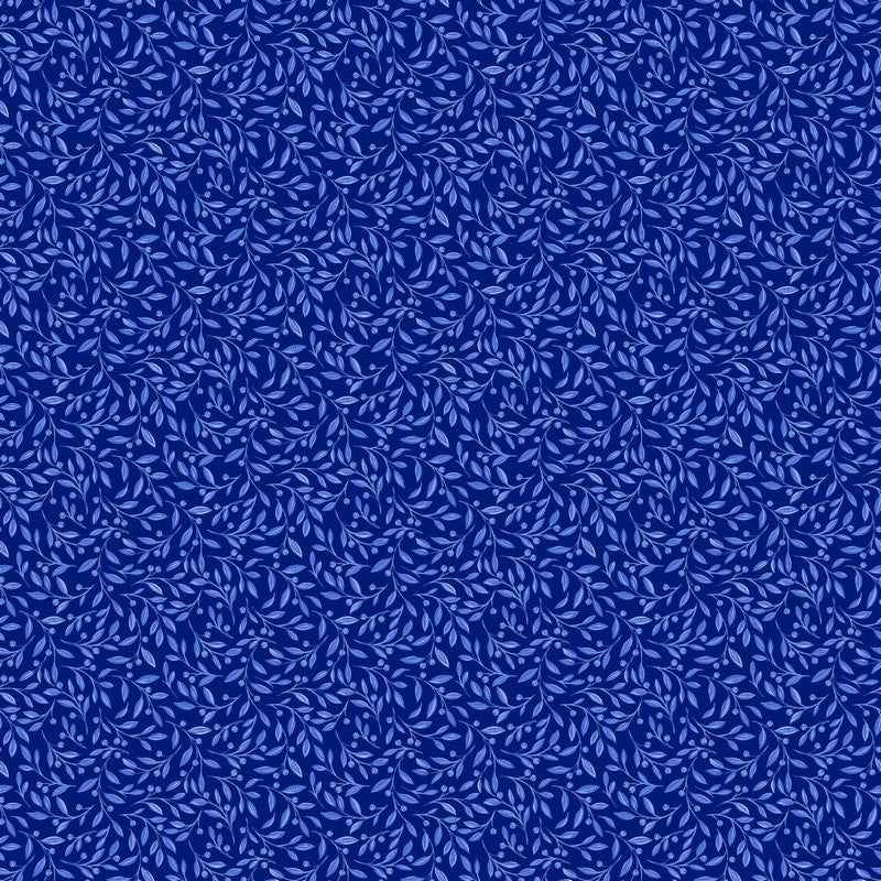 Delft Dynasty - Leaf Trail in Dark Blue - Northcott