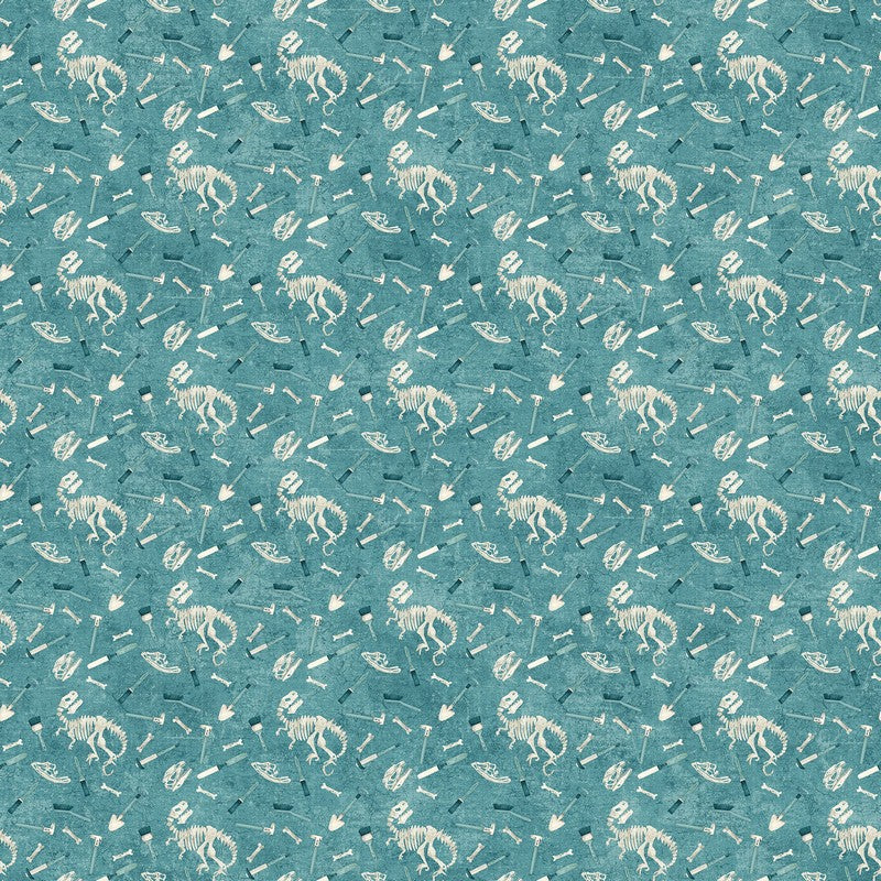 Dino Roar - Evacuation in Light Teal - Brett Blumenthal - Northcott (Pre-order: Nov 2025)