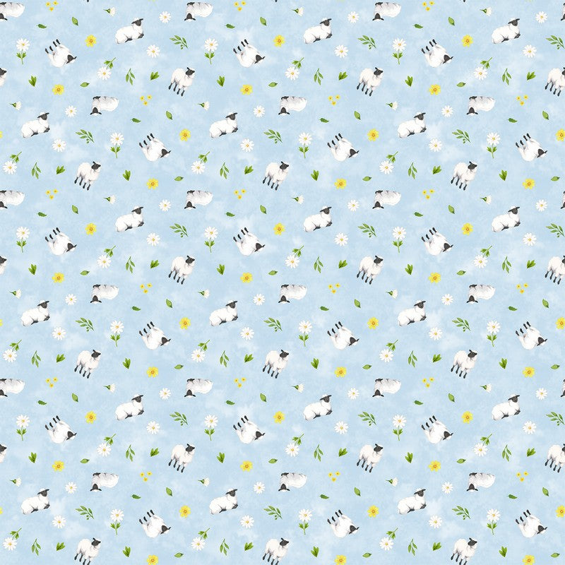 Counting Sheep - Sheep in Blue Multi - Deborah Edwards - Northcott