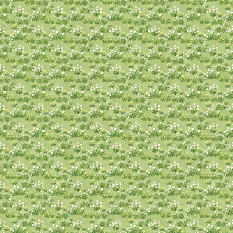 Counting Sheep - Meadow in Light Green Multi - Deborah Edwards - Northcott