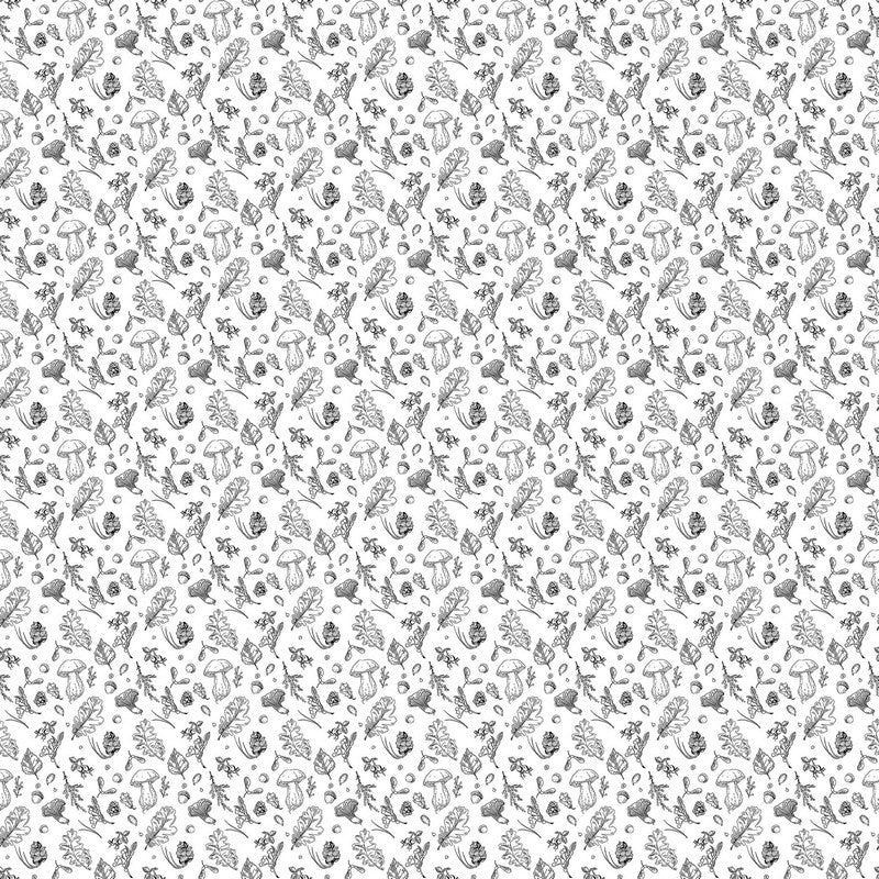 Nature's Sketchbook - Forage in White/Black - Deborah Edwards - Northcott (Pre-order: Feb 2026)