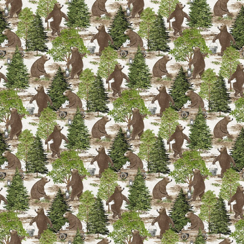 Bear Necessities - Forest Bears in Cream Multi - Deborah Edwards - Northcott (Pre-order: Feb 2026)