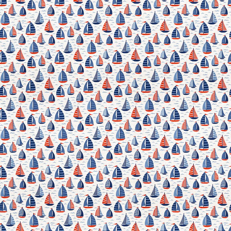 Take Me To The Beach - Sailboats in White - Northcott (Pre-order: Apr 2026)