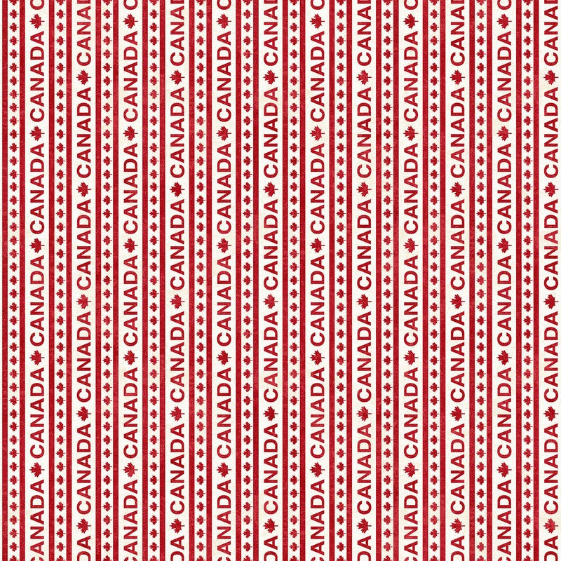 Canadian Classics 3 - Canada Stripe in Cream Red - Deborah Edwards - Northcott