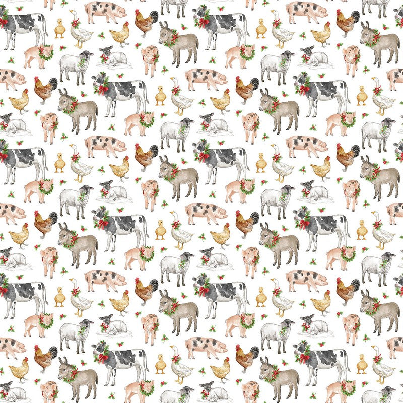 Barnyard Christmas - Animals in White - Deborah Edwards - Northcott (Pre-order: May 2026)