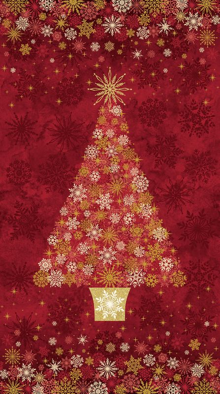 Oh Christmas Tree - Panel in Red METALLIC - Deborah Edwards - Northcott (Pre-order: July 2026)