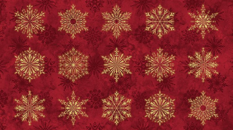 Oh Christmas Tree - Snowflake Blocks in Red METALLIC - Deborah Edwards - Northcott (Pre-order: June 2026)