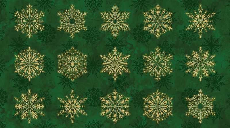 Oh Christmas Tree - Snowflake Blocks in Green METALLIC - Deborah Edwards - Northcott (Pre-order: June 2026)