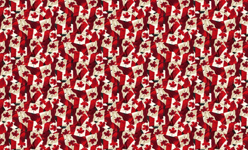 Oh Canada 14 - Flag Collage in Red - Deborah Edwards - Northcott (Pre-order: Apr 2026)