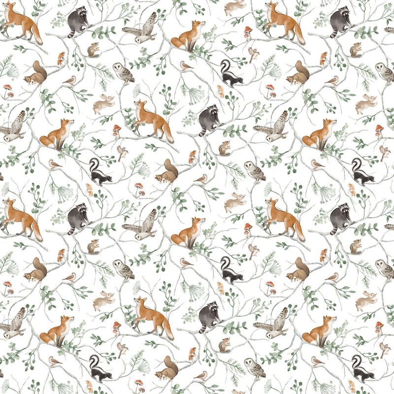 Tanglewood - Animal Vine in White - Deborah Edwards - Northcott (Pre-order: Sept 2026)