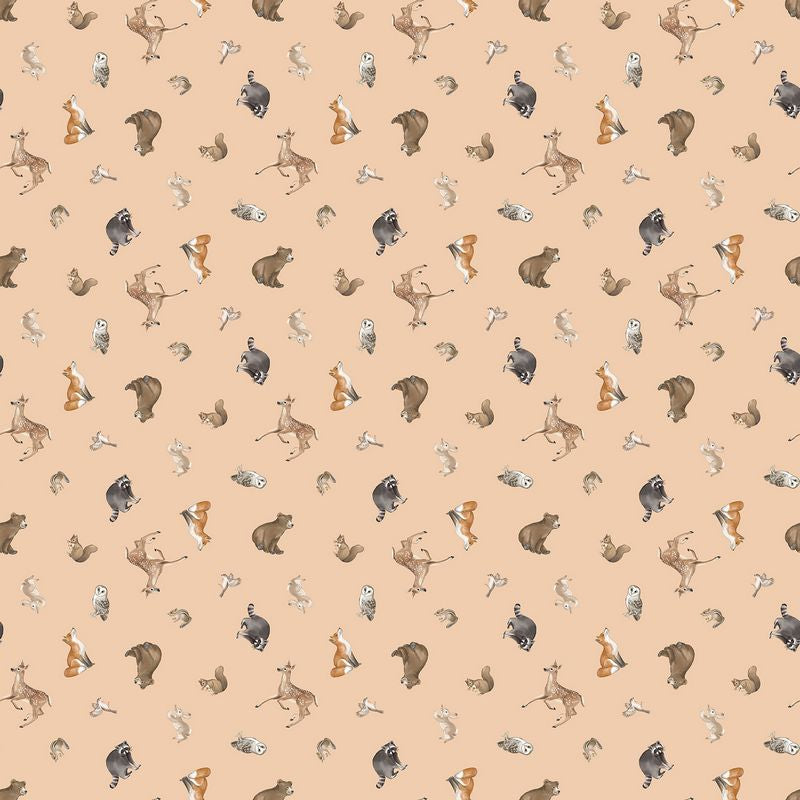 Tanglewood - Tossed Animals in Peach - Deborah Edwards - Northcott (Pre-order: Sept 2026)