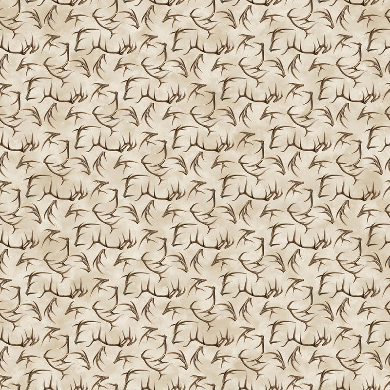 Highland Ridge - Tossed Antlers in Beige - Deborah Edwards & Rosemary Millette - Northcott (Pre-order: Dec 2026)