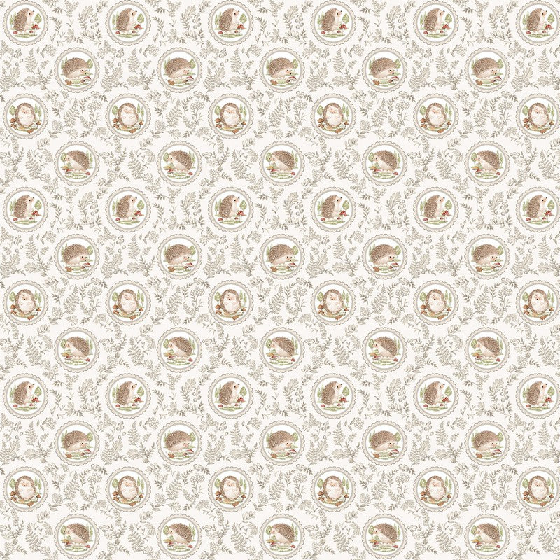 Hedgehog Hollow - Damask in Cream - Deborah Edwards - Northcott (Pre-order: Dec 2026)