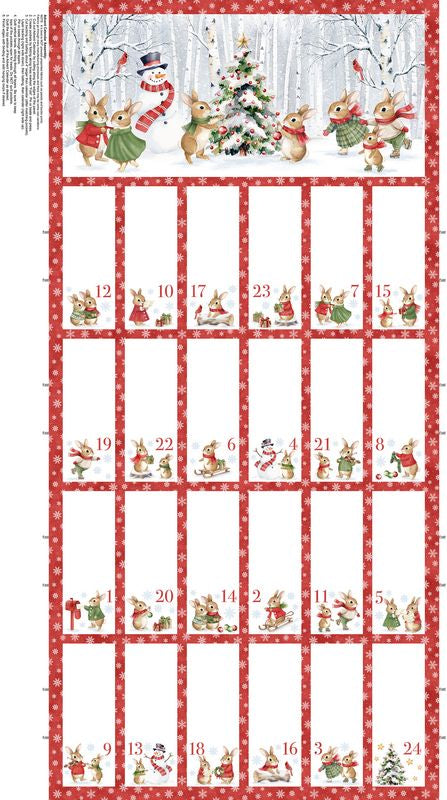 Briarwood Christmas - Advent Calendar PANEL in White - Deborah Edwards - Northcott (Pre-order: Jun 2027)