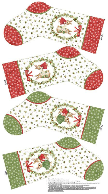 Briarwood Christmas - Stocking PANEL in White - Deborah Edwards - Northcott (Pre-order: Jun 2027)