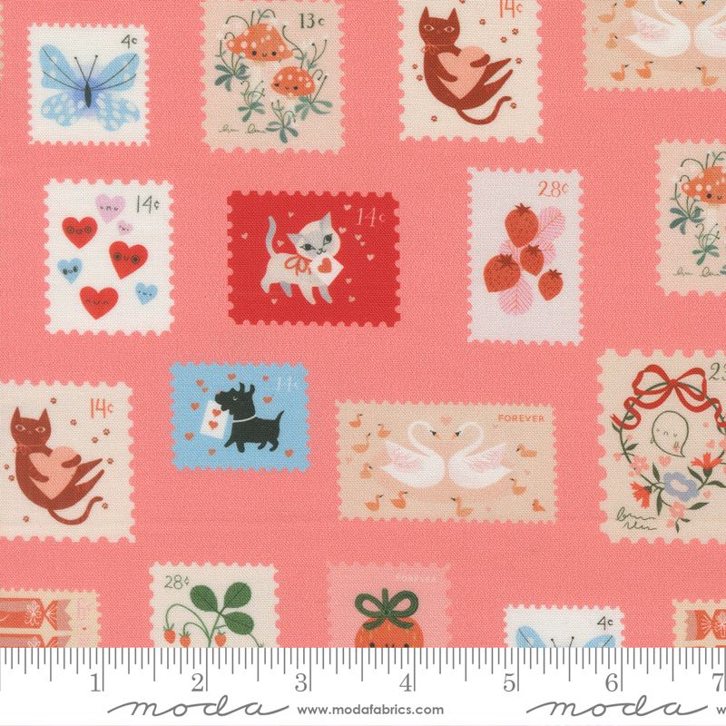 Funny Valentine - Stamps in Coral - Lizzy House - Moda (Pre-order: Jan 2026)