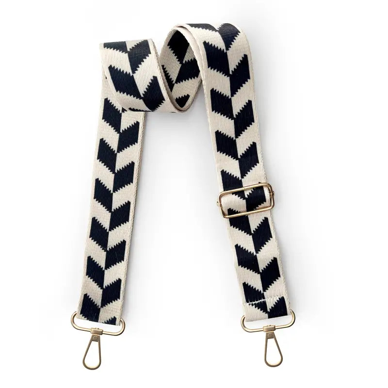 Nylon Adjustable Shoulder Strap - Beige & Black Broken Arrow (47")