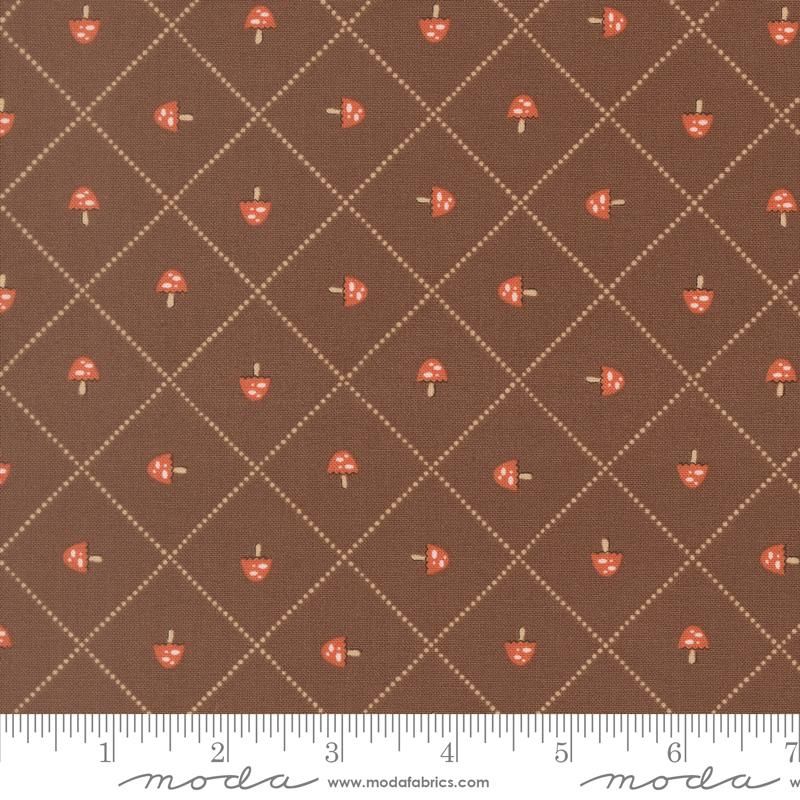 Nature's Sketchbook - Mushroom Grid in Bark - Elena Amo - Moda (Pre-order: Sept 2026)