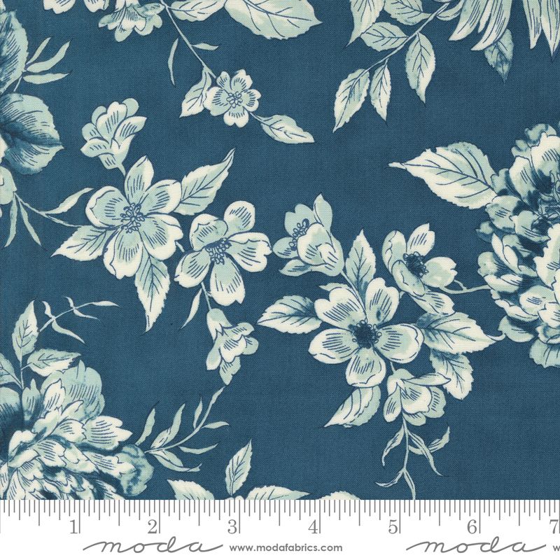 Sandalwood - Camellia in Indigo - 3 Sisters - Moda