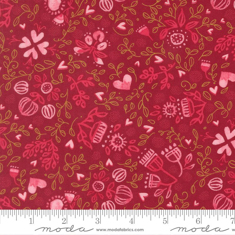Darling Peony - Scattered Lovelies in Cranberry - Robin Pickens - Moda