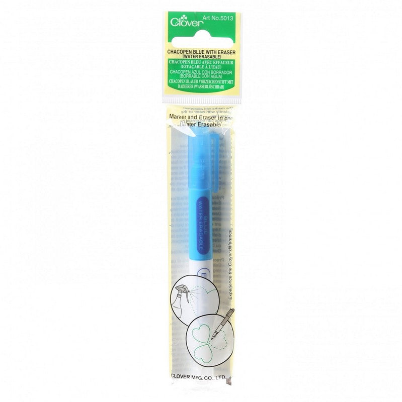 Clover - Chacopen Blue Water Soluble Dual Tip Pen With Eraser (Pre-order: July 2026)