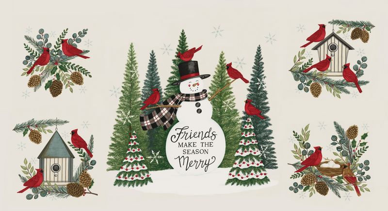 Winter Friends - Panel in Snowy White - Deb Strain - Moda