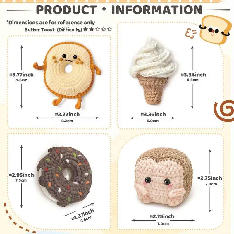 Crochet Kit - Tasty Snack Buddies (4 Pc)