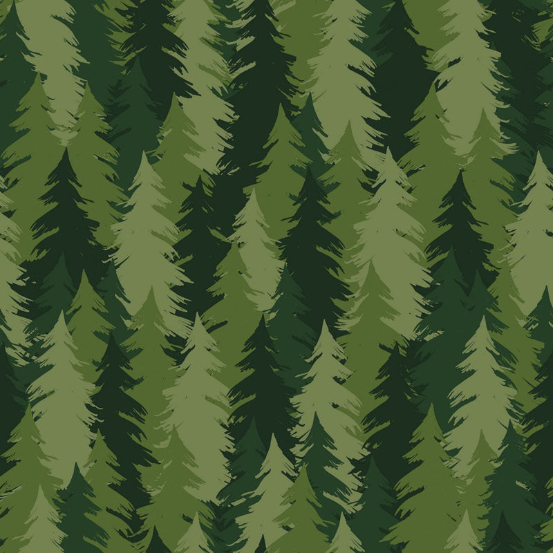 Canadian Woodlands - Trees in Dark Green - Ginger Deverell - TrendTex Fabrics (Pre-order: Apr 2027)