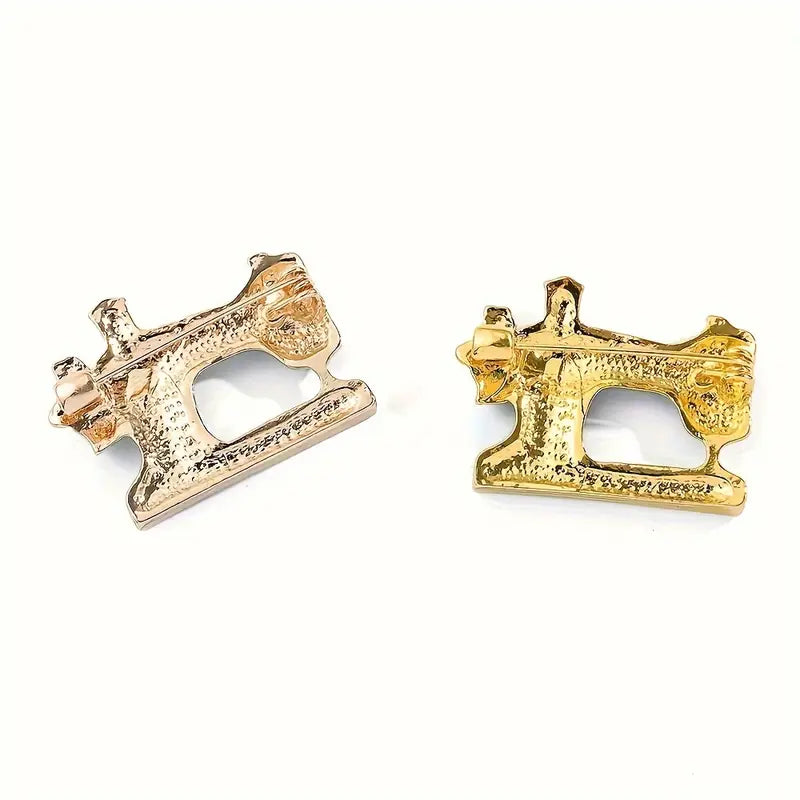 Vintage Sewing Machine Brooch with Rhinestones