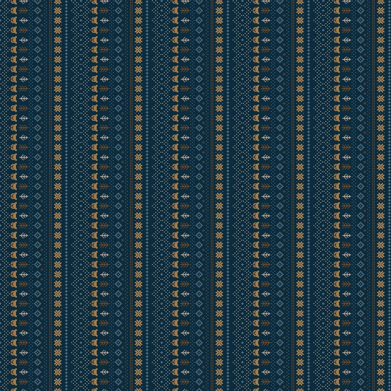 Cozy Cubs - Bear Stripe in Navy - Bernadett Urbanovics - FIGO (Northcott)