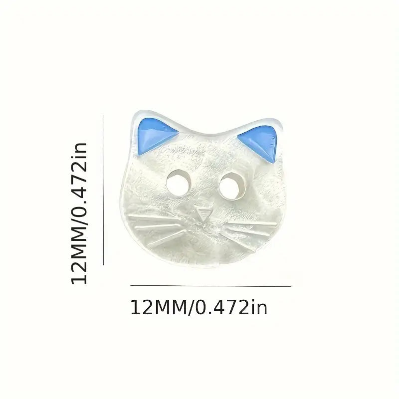 Cutie Cat Buttons 2 Hole - Pink (10pc) (0.5")