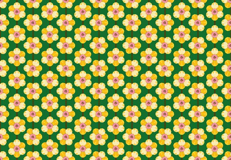 Iconic - Daffodil in Verdant - Anna Maria Textiles (Northcott)