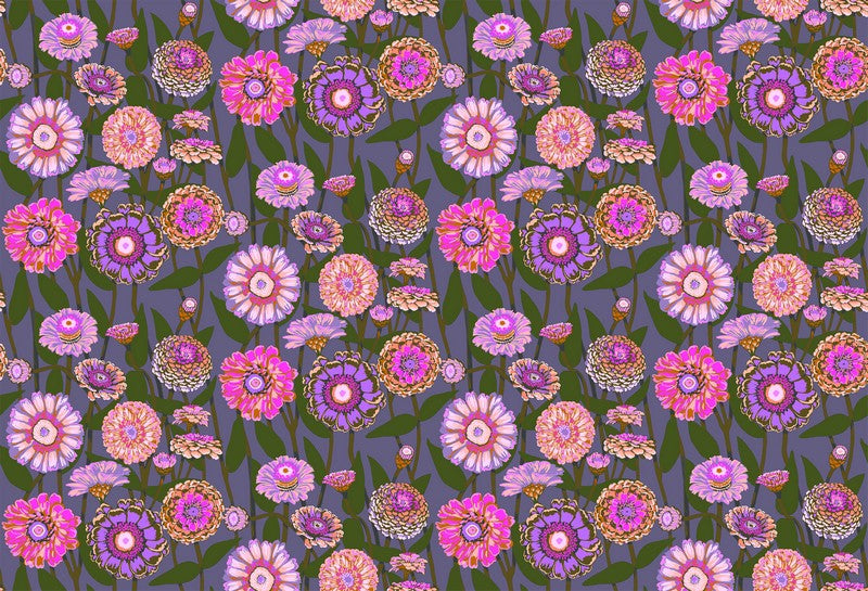 Jumpstart - Zinnia Show in Mauve - Anna Maria Textiles (Northcott)