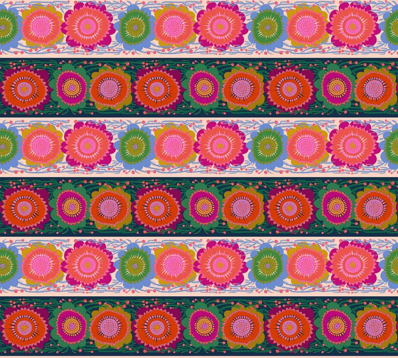 Perennial Borders - Line Dance in Spunky - Anna Maria Textiles (Northcott)