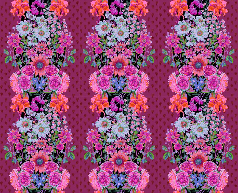 Perennial Borders - Beata's Garden in Plum - Anna Maria Textiles (Northcott)