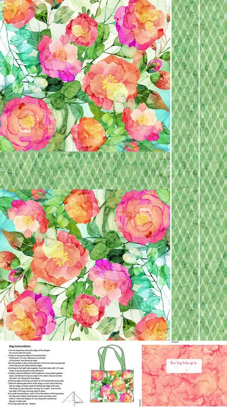 Veranda - Tote Panel in White Multi - Deborah Edwards & Melanie Samra - Northcott (Pre-order: Dec 2025)